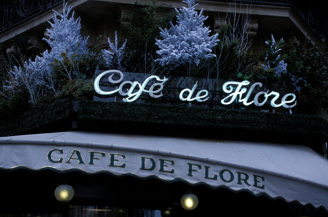 Christmas Decoration, Cafe de Flore Paris, France