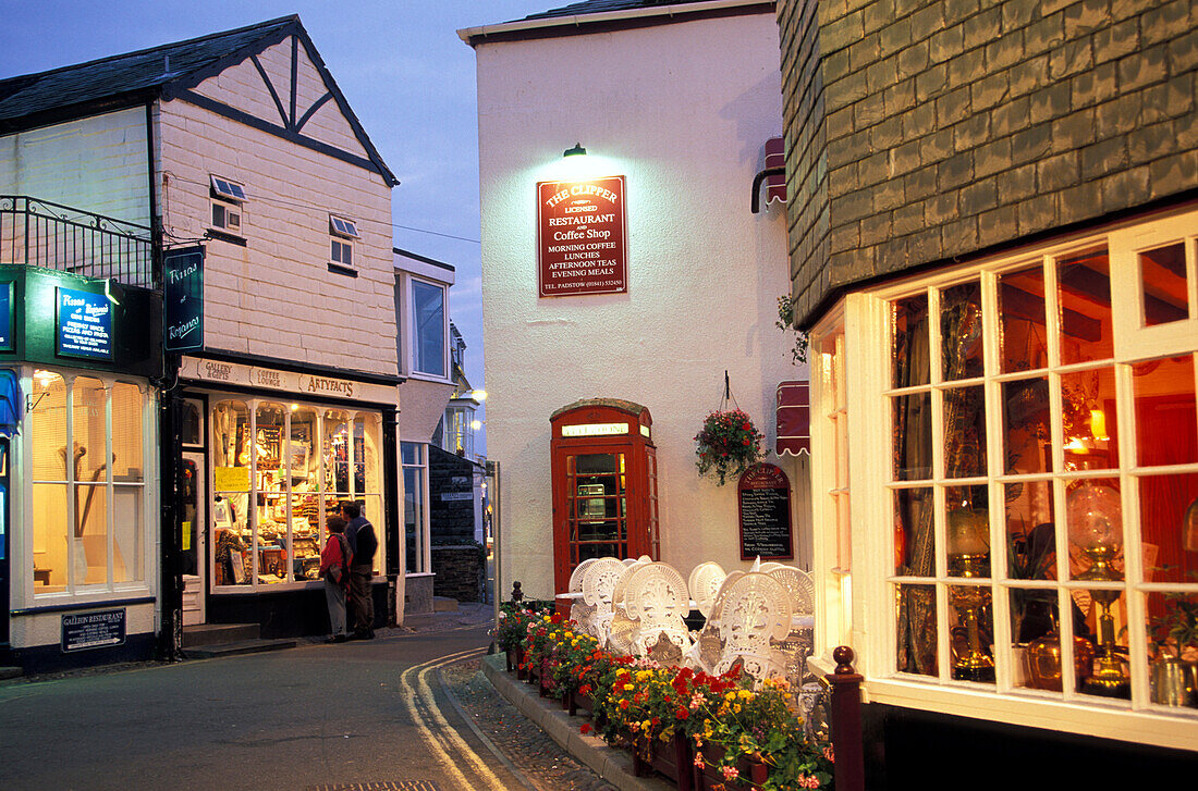 Restaurant at Padstow in the evening, Cornwall, Great Britain, Europe