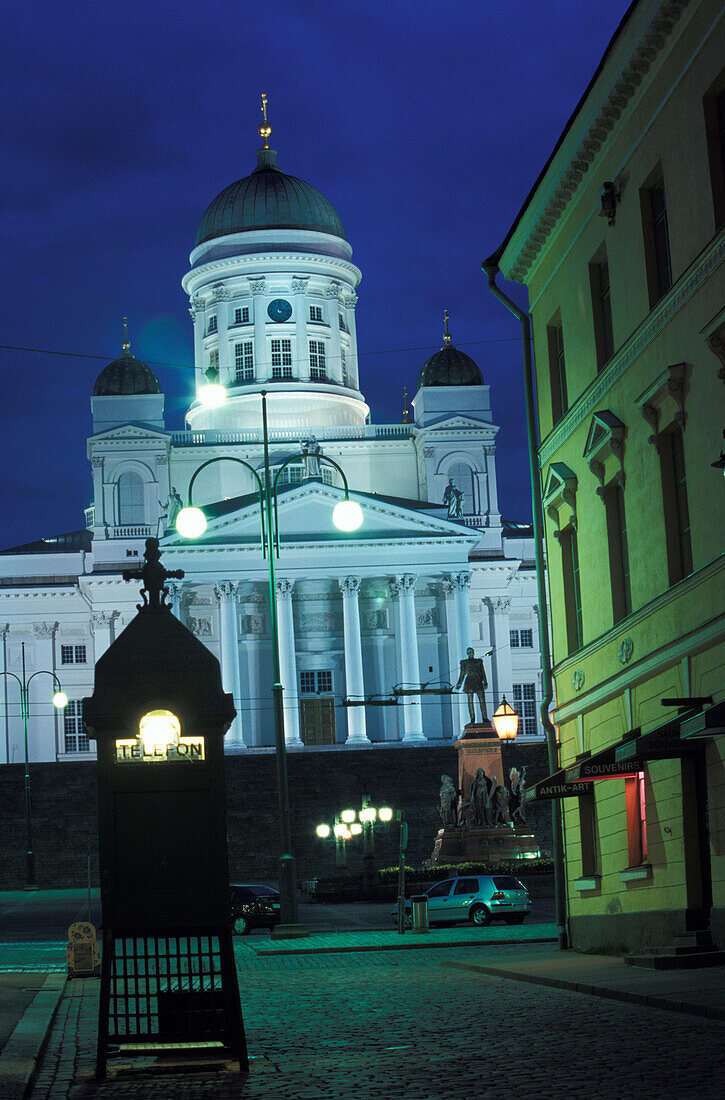 Telephone Box before Cathedral, Helsinki Finland