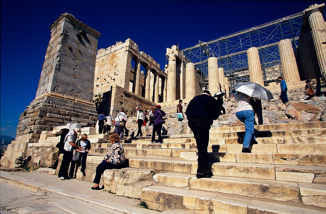 Visitors, Propylaea, Acropolis, Athens, Greece