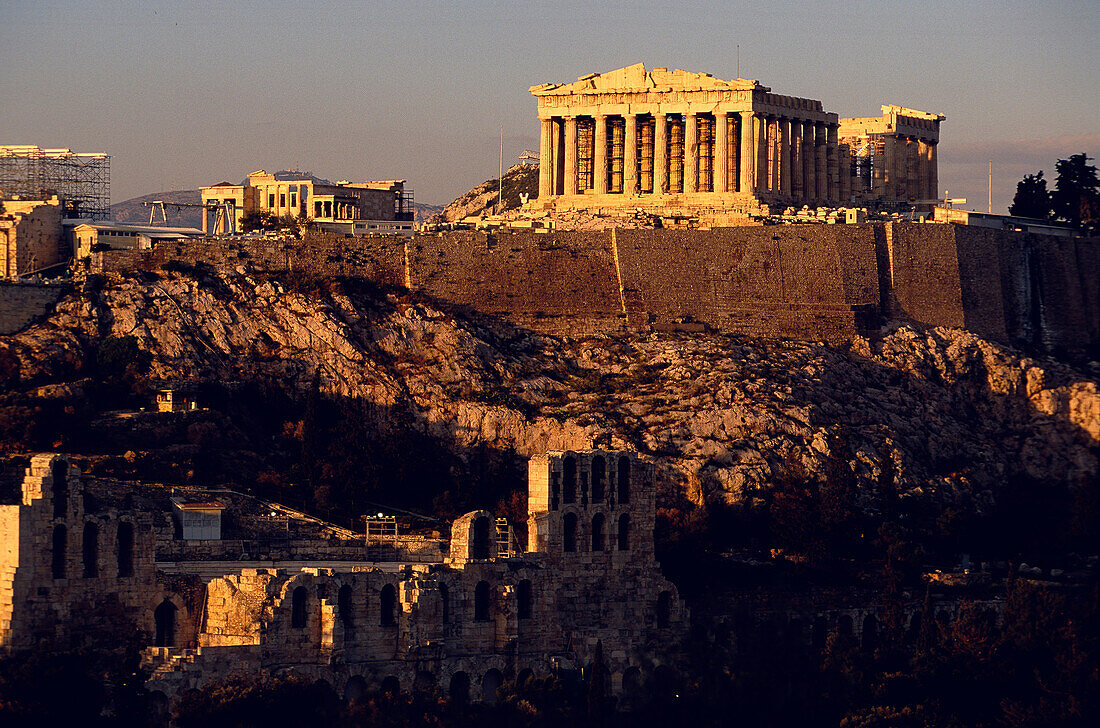 Parthenon and Acropolis, View from Philopappos Hill, Athens, Greece