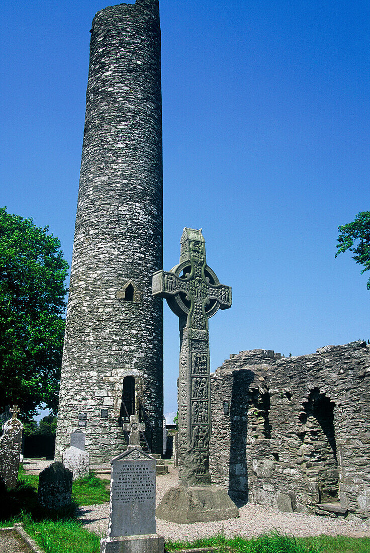 Celtic cross at the historic ruins of Monasterboice, Mainistir Bhuithe, Louth, Ireland
