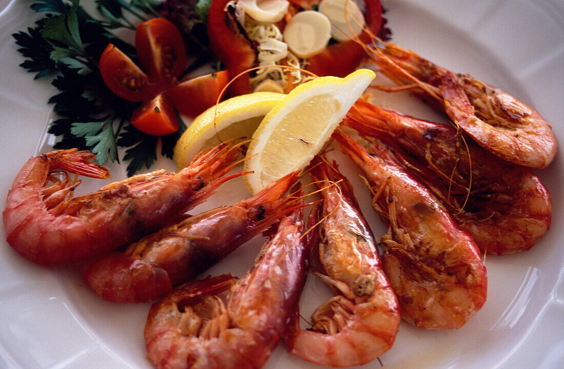 Prawns Costa Brava, Hotel Sant Roc, Prawns, Calella de Palafrugell Costa Brava, Catalonia, Spain