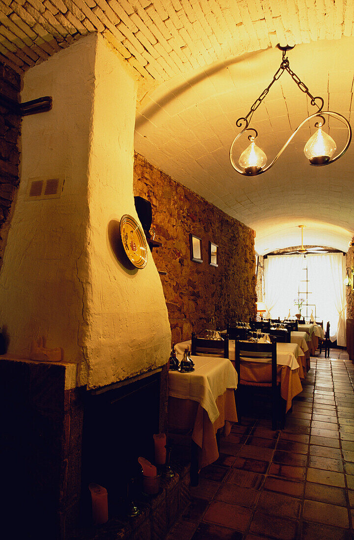 Fireplace Restaurant Interior Costa Brava, Restaurant Peratellara, Fireplace, Costa Brava, Catalonia, Spain