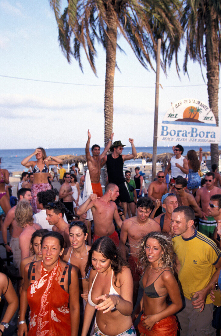 Stranddisko Bora-Bora, Platja d´en Bossa, Ibiza, Balearen, Spanien