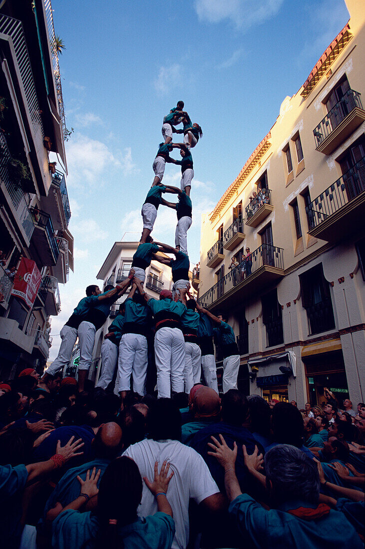 Castellers Festa del Santa Tecla, Castells Festa del Santa Tecla, Sitges, C.d. Garraf Catalonia, Spain