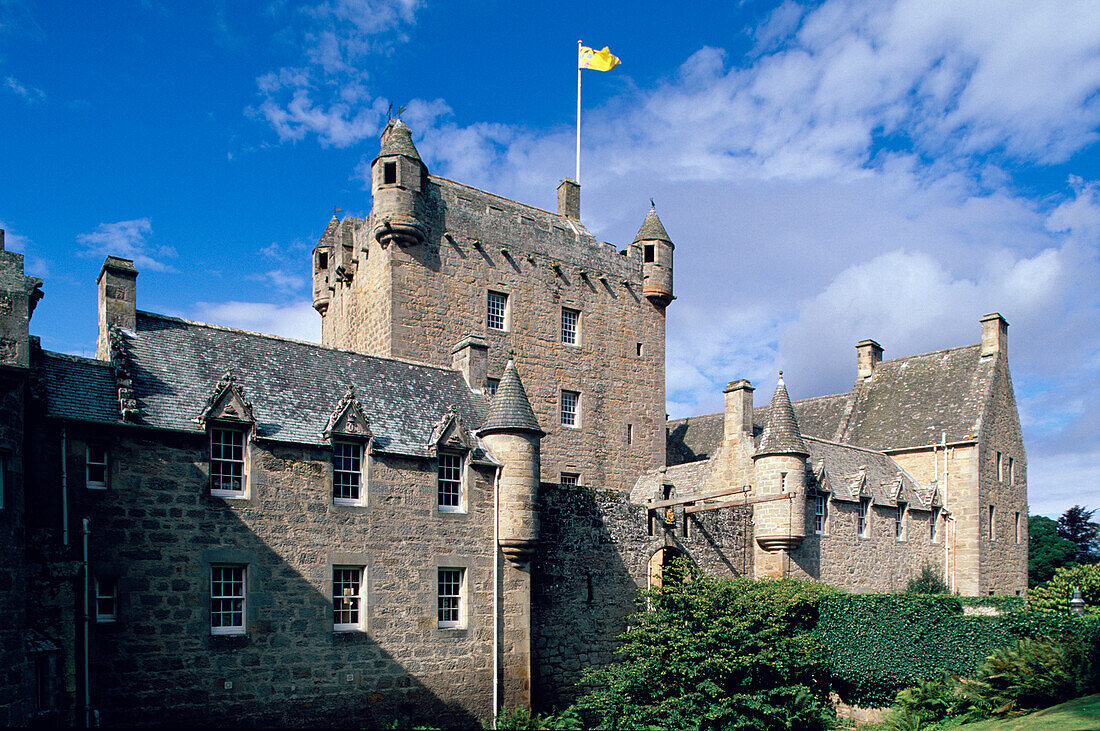 Cawdor castle in the sunlight, Nairn, Highlands, Scotland, Great Britain, Europe