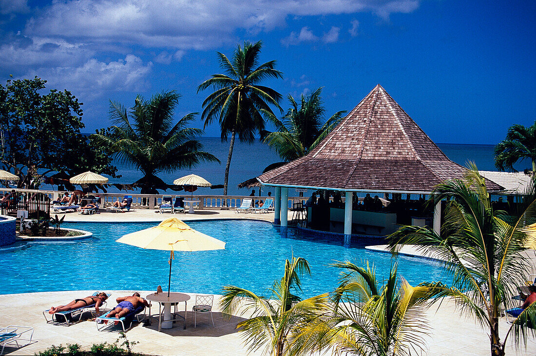 Pool area, Turtle Beach Hotel, Trinidad and Tobago, Caribbean
