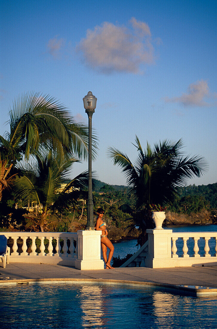 Woman, Pool, Hotel, Pool at Hotel Gran Bahla, Samana, Samana Peninsula, Dominican Republic
