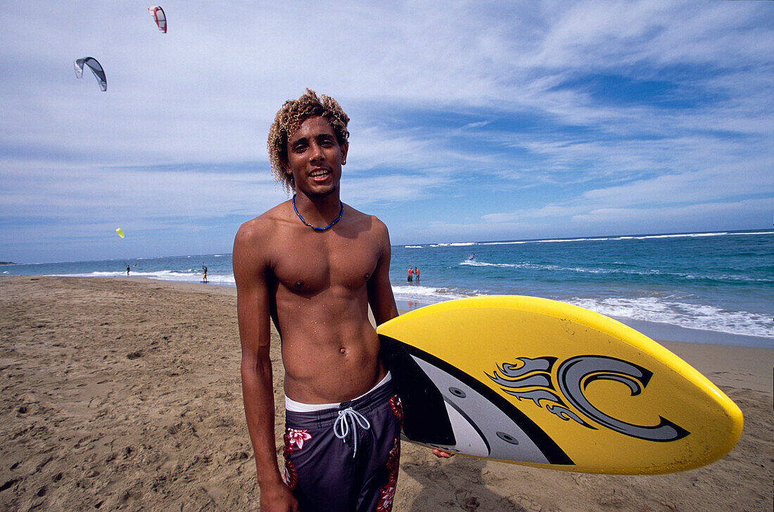 Surfer, Board, Beach, Surfer on the beach of Cabarete, Dominican Republic