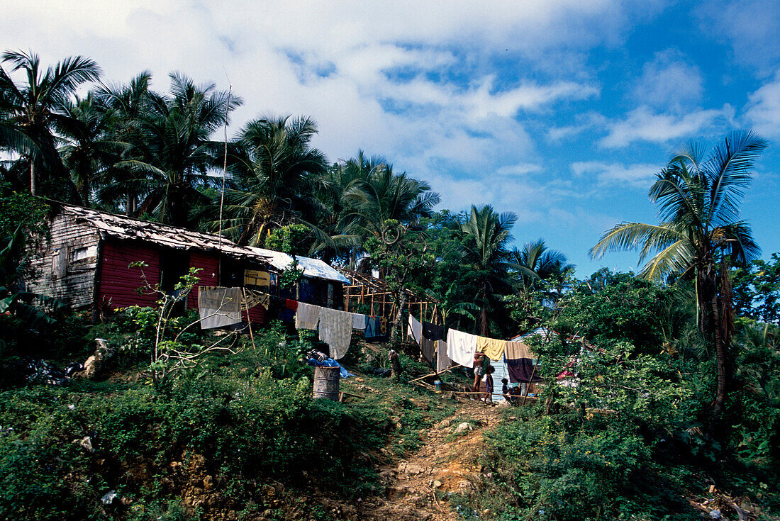 Cottage, Mountain Range, Path, Housing on Samana Mountain Range on Samana Peninsula, Dominican Republic