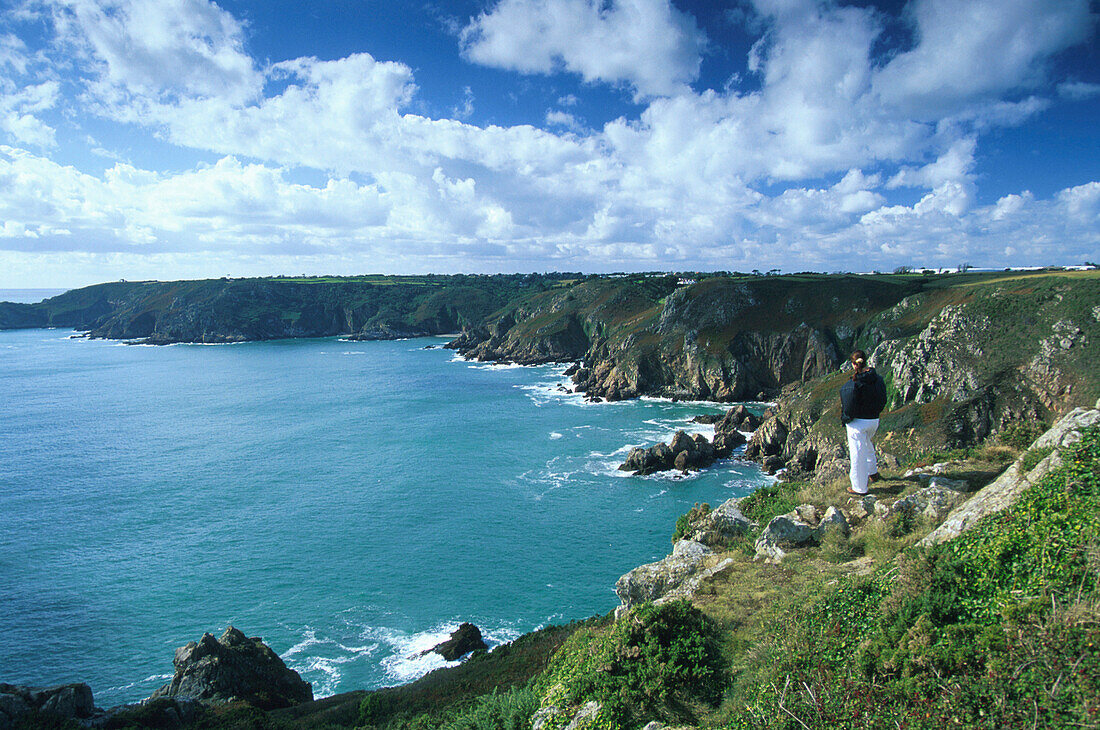 Icart Point, View towards Portelet Bay, Guernsey, Channel Islands, Great Britain