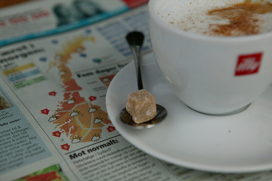 Coffee, Newspaper, Norway, Coffee, Bryyge, Bergen, Hordaland, Norway