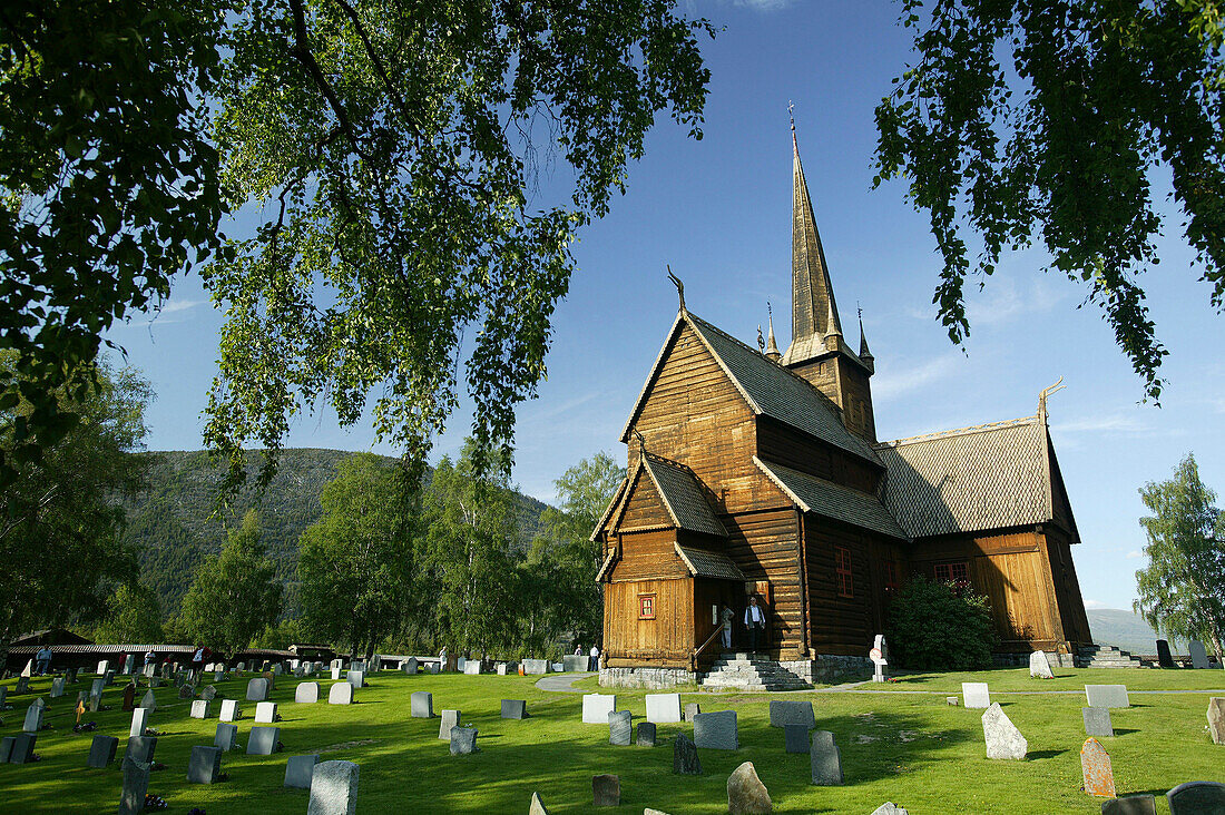 Stabkirche von Lom, Oppland, Norwegen