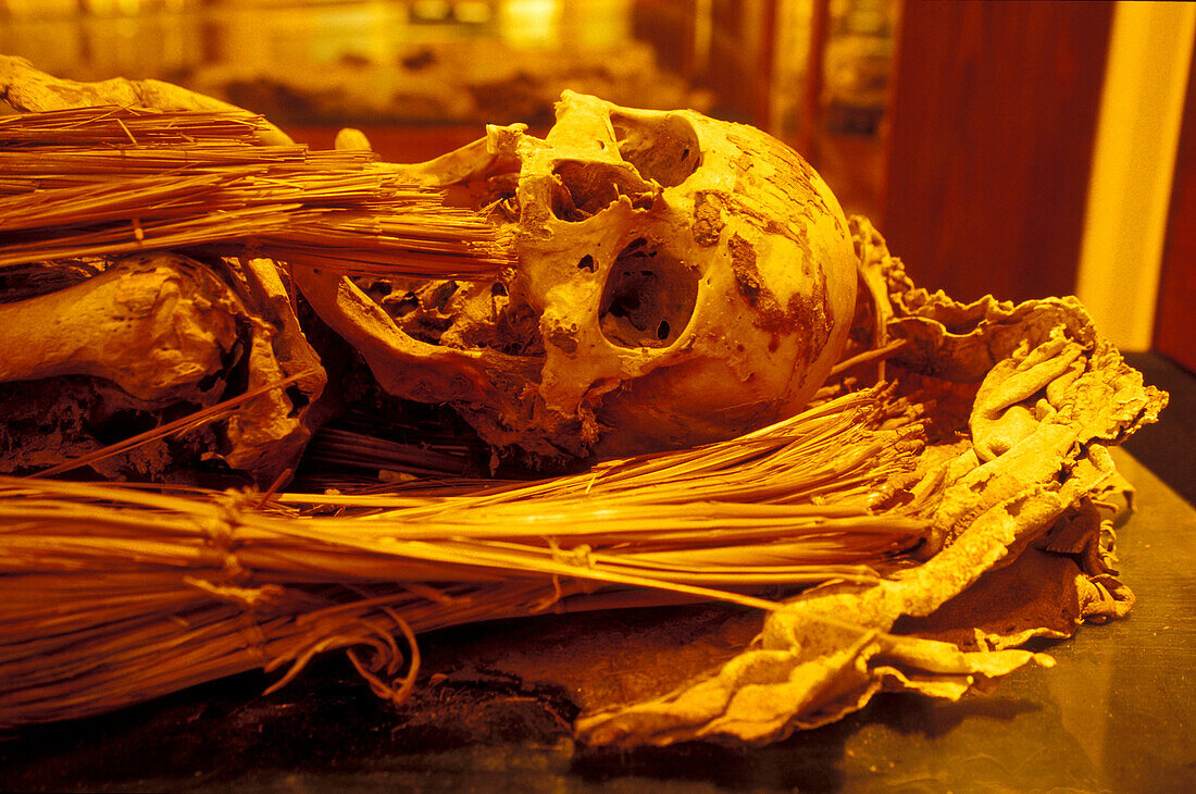 Mummy in museum Museo Canario, Vegueta, las Palmas, Gran Canaria, Canary Islands, Spain