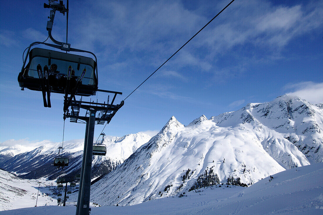 Birkhahnbahn chairlift, Galtuer, Wirl near Galtuer, Tyrol, Austria