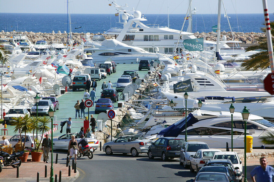Yachts in Puerto Portals harbour, Majorca, Balearic Islands, Spain