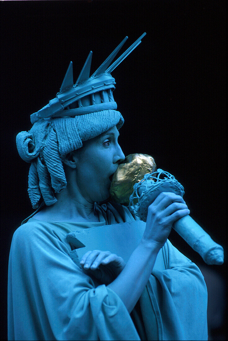 Lebende Miss Liberty, New York N.Y., USA