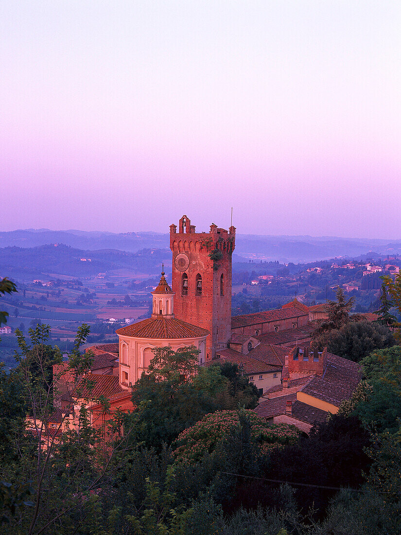 Cathedral with a view over valley, San Miniato, Pisa, Tuscany, Italy