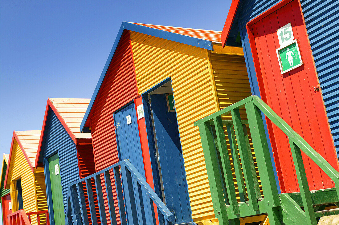 Changing rooms on St. James Beach, Cape Peninsula, Western Cape, South Africa