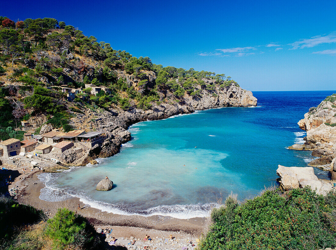 Cala Deyá, beach near Deyá, Serra de Tramuntana, Mallorca, Majorca, Balearic Islands, Mediterranean Sea, Spain
