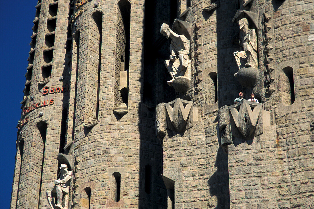 Detail of the basilica Sagrada Familia, Barcelona, Spain, Europe