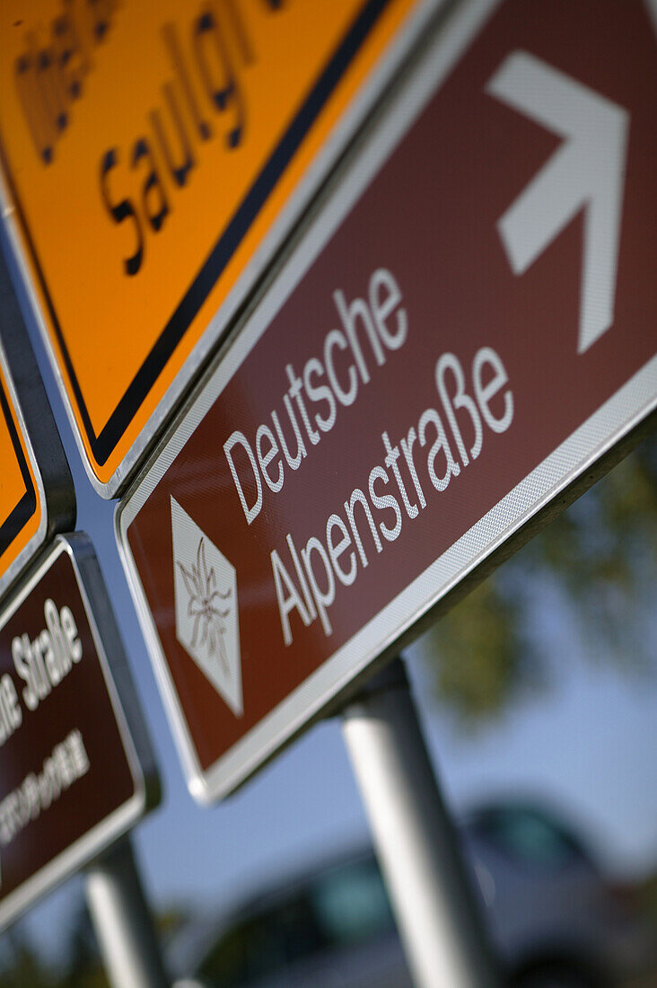 Direction signs, Steingaden, Bavaria, Germany