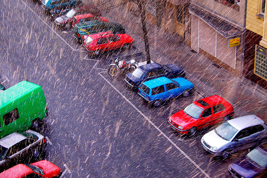 Schneefall in Berlin, Neukölln, Berlin, Deutschland