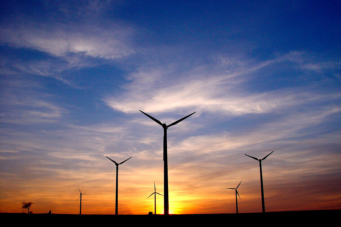Wind park in northeast germany, Wittstock, Mecklenburg-Western Pomerania, Germany