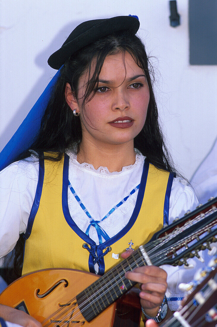 Folkloremusik, Fest der Mandelbluete, Tejeda, Gran Canaria Kanarische Inseln, Spanien