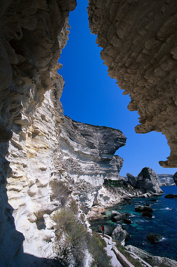 Falaises, Felsttreppe, Kliffe von Bonifacio, Korsika, Frankreich