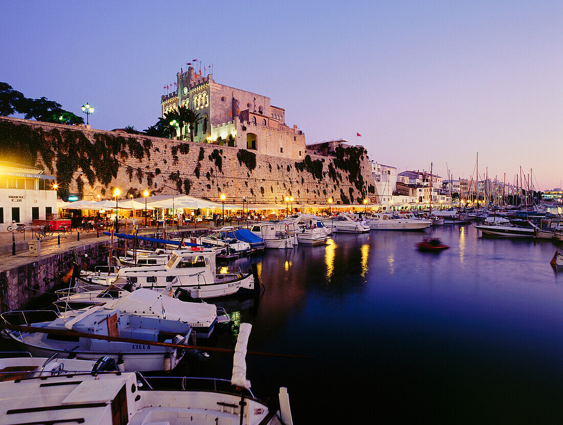 Town hall, former Arab Palace and harbour, Ciutadella, Menorca, Minorca, Balearic Islands, Mediterranean See, Spain