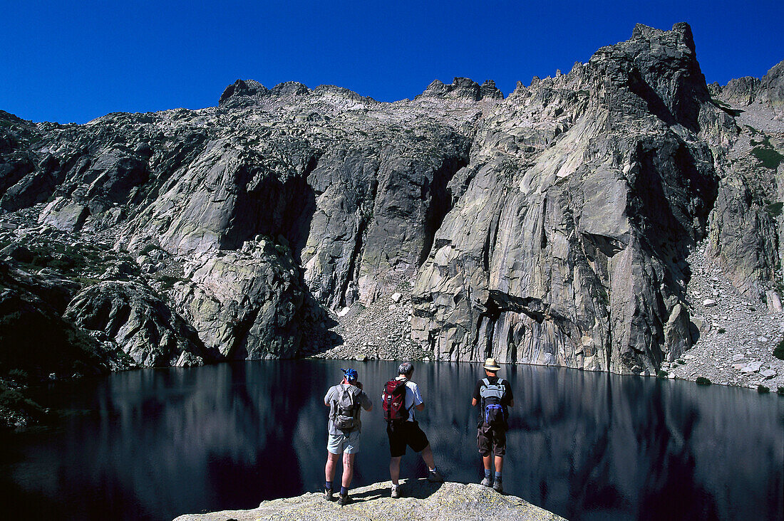Hiking, Lac de Capitello, Restonica valley Corsica, Korsika, Frankreich