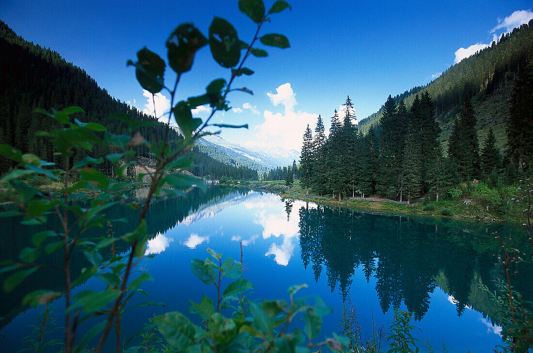 View over Verwallsee Lake, near St. Anton, Tyrol, Austria