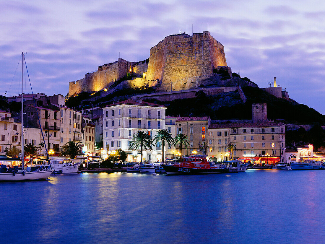 Citadel above the harbour of Bonifacio, Corsica, France