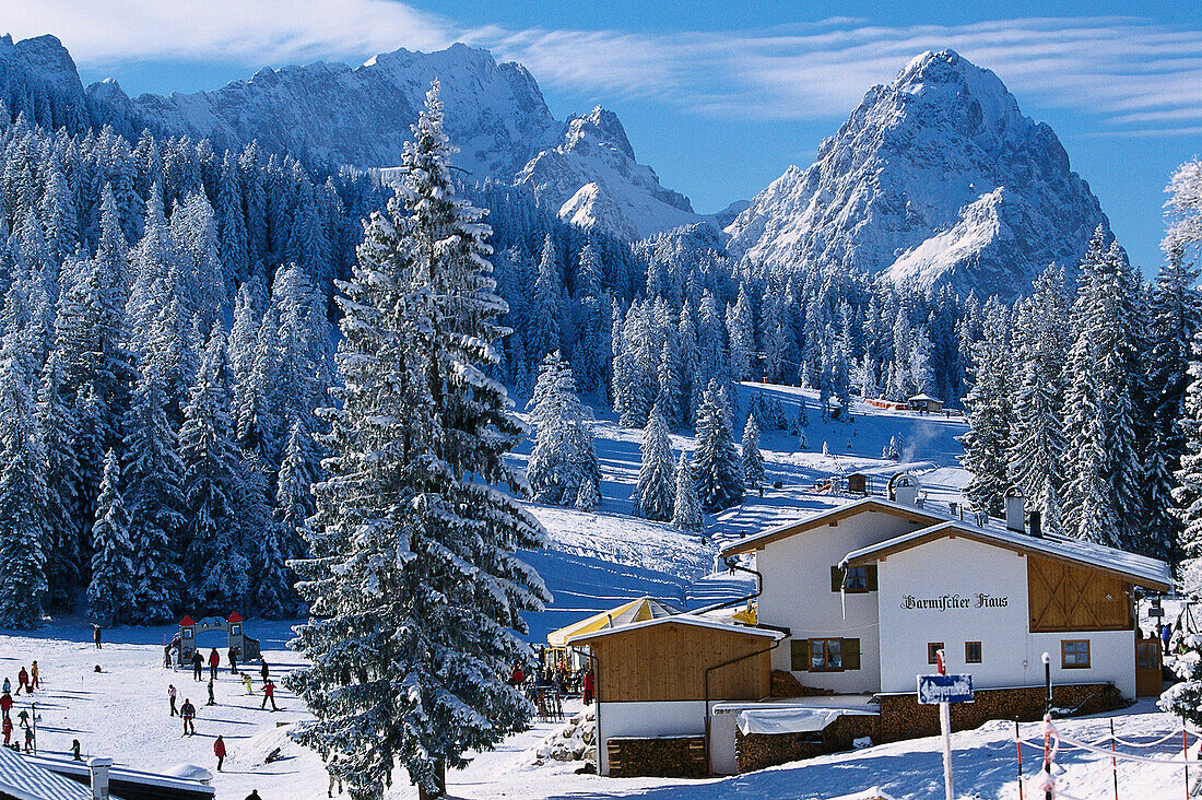 Skiing Region Hausberg, Garmisch-Partenkirchen, Upper Bavaria, Bavaria, Germany