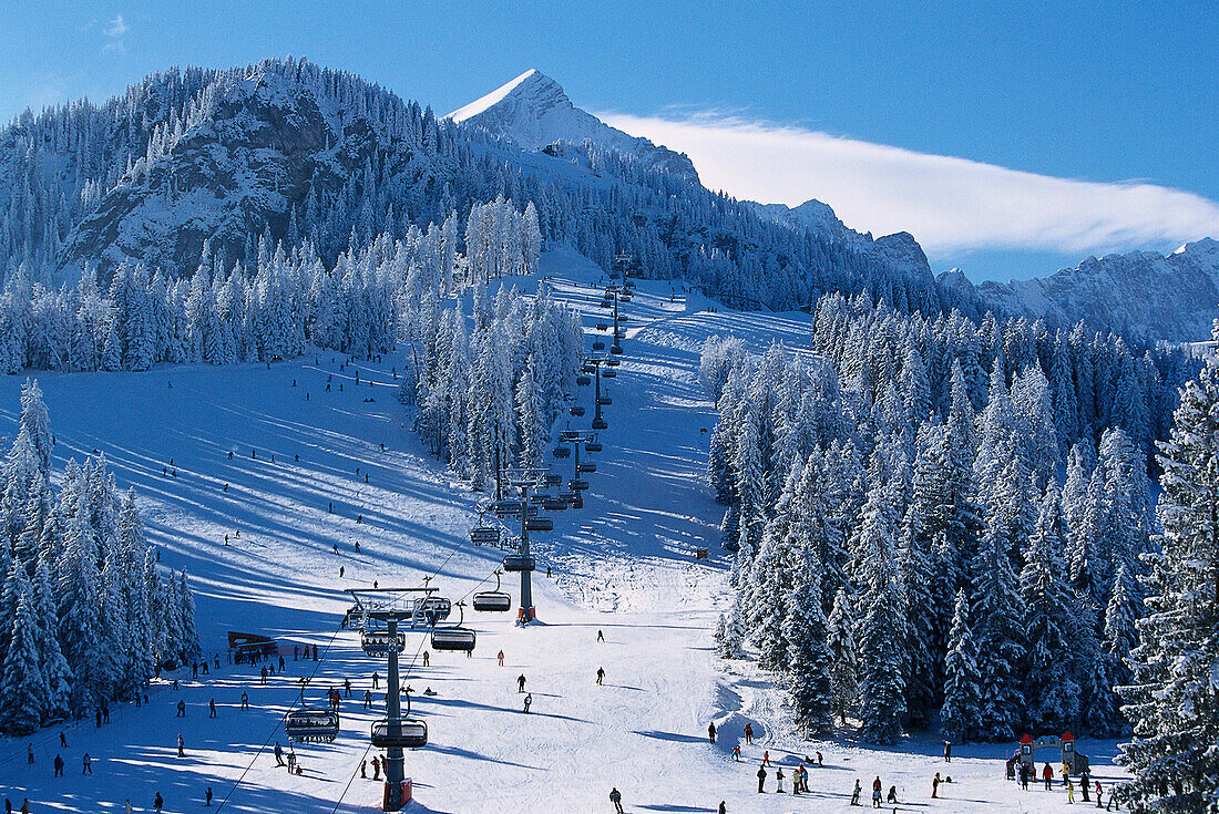 Skiing Region Hausberg, Garmisch-Partenkirchen, Upper Bavaria, Bavaria, Germany
