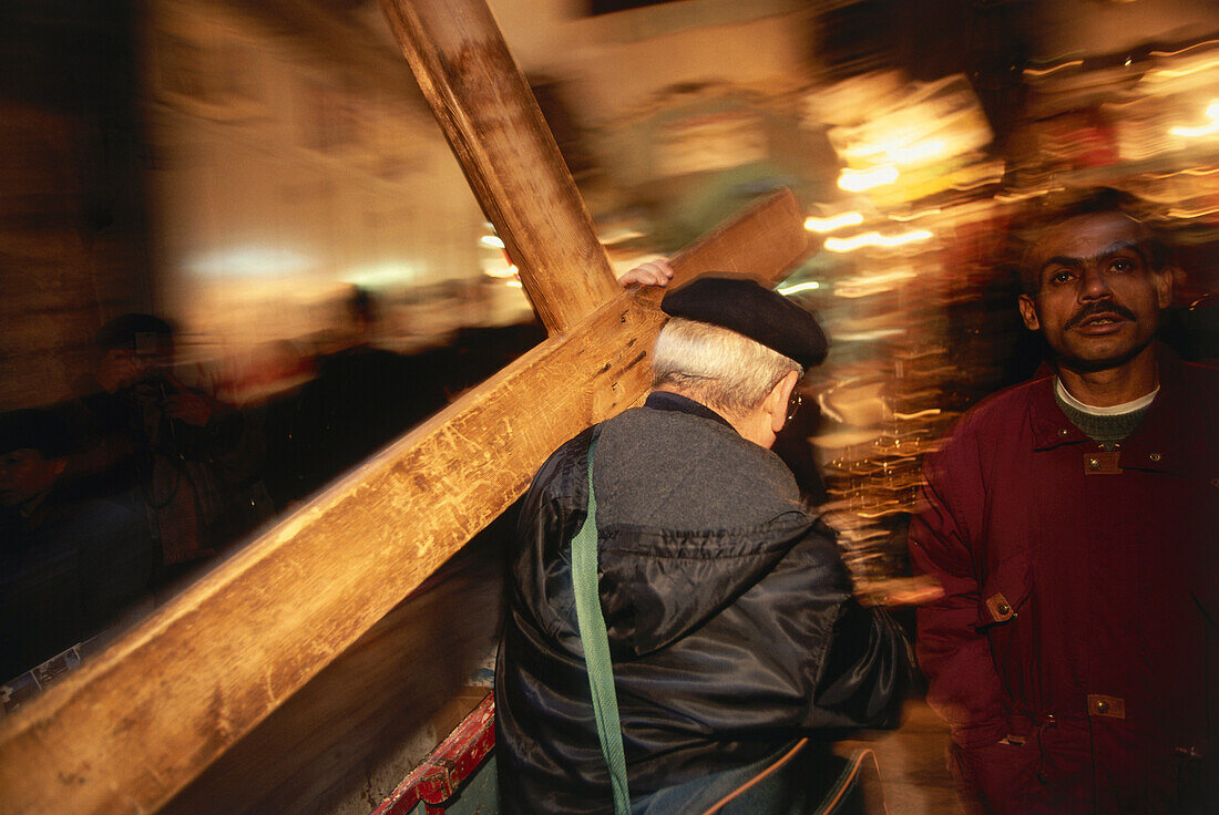 Man carrying a cross, Crucifix, Via Dolorosa, Israel