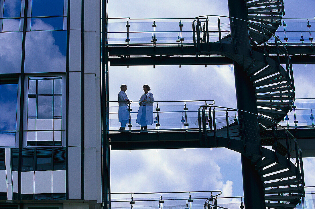 Spiral staircases at building, Martinsried, Munich, Bavaria, Germany