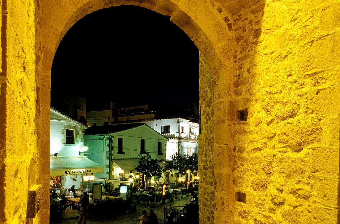 Restaurant Sa Muralla, medieval city wall, Tossa de Mar, Province of Girona, Costa Brava, Catalonia, Spain