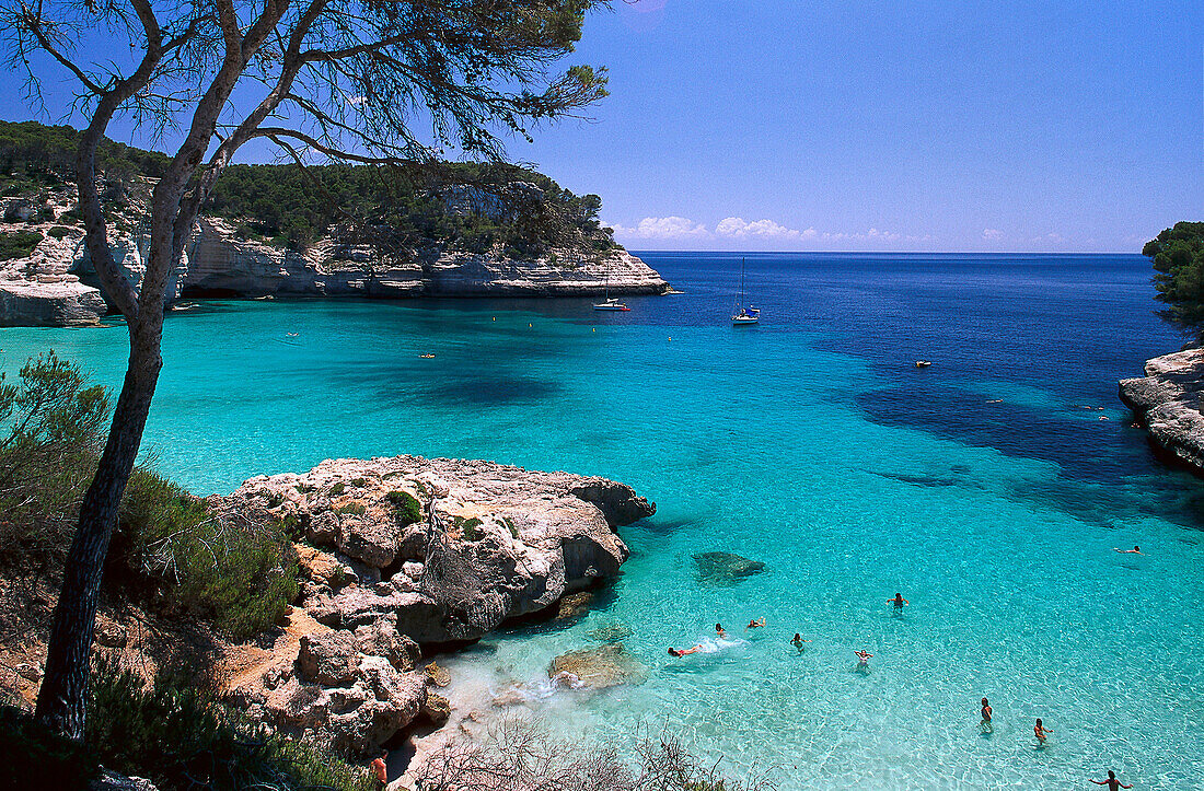 Cala Mitjaneta, in der Nähe von Cala Galdana, Menorca, Spanien