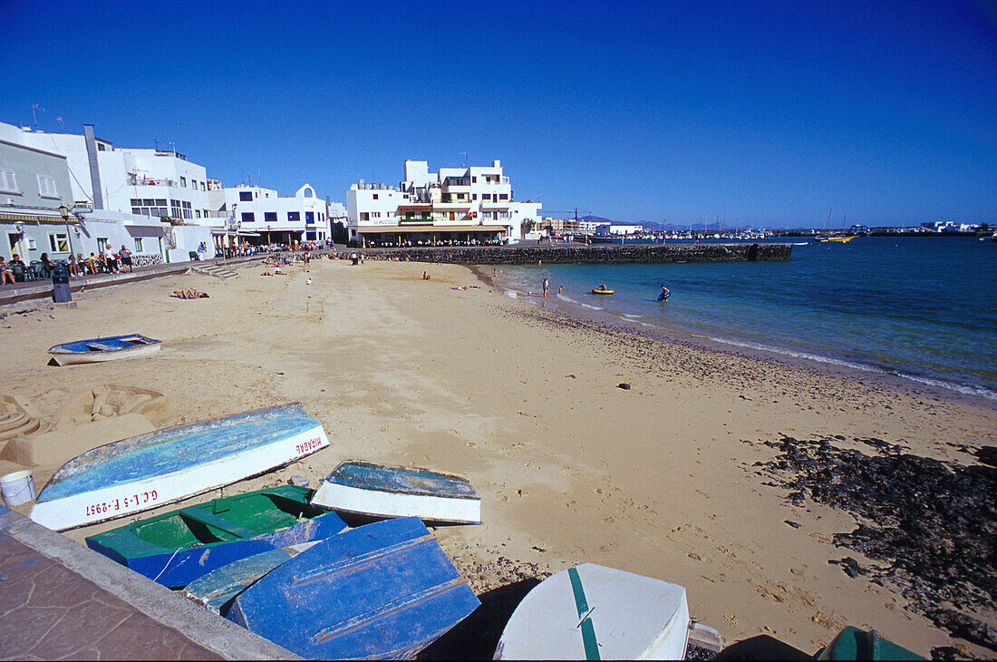 Fischerboote, Strand, Corralejo, Fuerteventura, Kanarische Inseln, Spanien, Europa