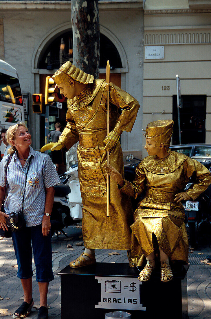 Strassenkuenstler, La Rambla, Barcelona Spanien