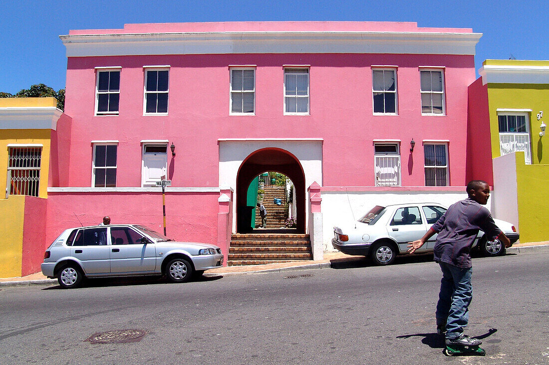 Bunte Häuser im Sonnenlicht, Bo-Kaap, Malaien Viertel, Kapstadt, Südafrika, Afrika