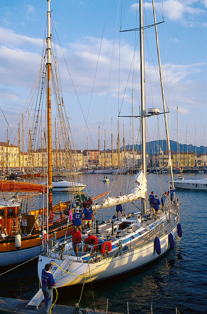 Segelyacht im Hafen, St. Tropez, Côte d'Azur, Provence, Frankreich