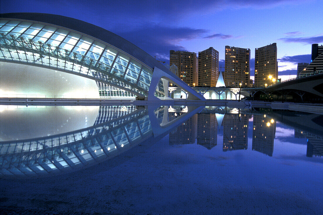 City of Arts and Sciences, Reflection in the water, Valencia, Spain