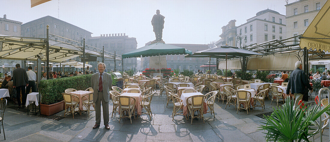 Square with restaurant, Parma, Emilia-Romagna, Italy