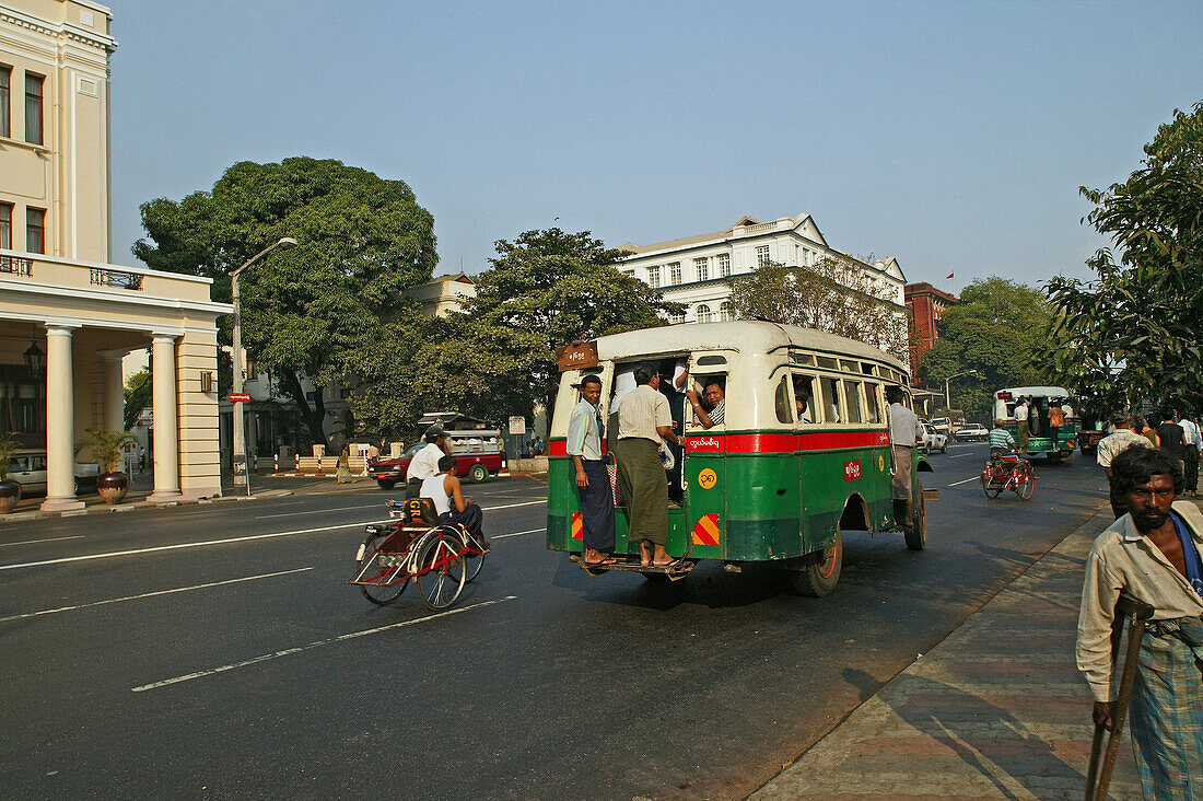 public transport, city bus in Yangon, Myanmar