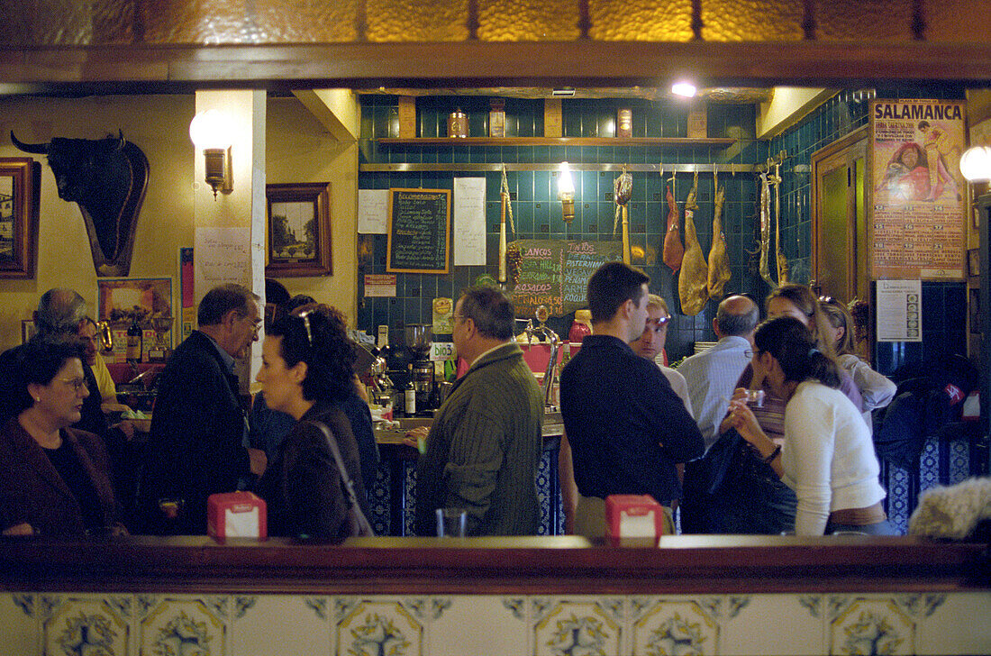 People at a Tapas bar, Madrid, Spain, Europe