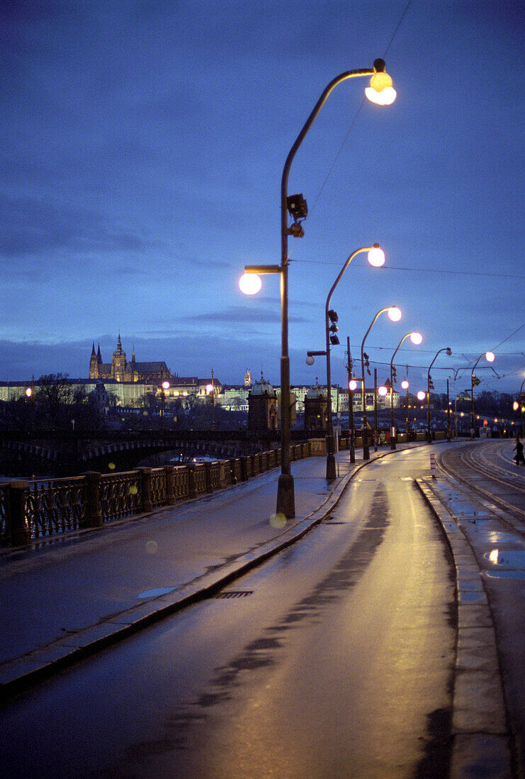 Deserte street at night, Prague, Czech Republic